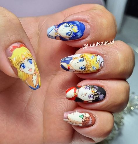 Uñas de Sailor moon hechas a mano alzada por mi @lulunails.cl (ig) Anime Nail Designs, Sailor Moon Nails, Anime Nail, Magic Theme, Nails Arts, Moon Nails, Anime Nails, Fingernail Polish, Hair Streaks