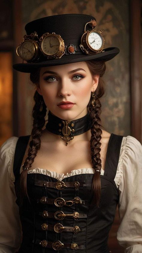 Steam Punk Hairstyles, Steampunk Hairstyles With Hat, Steampunk Makeup And Hair, Steampunk Makeup Ideas, Fairy Costume Makeup, Steampunk Makeup, Steampunk Fashion Women, Steampunk Witch, Steampunk Hair