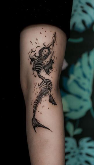 Cool Mermaid Tattoos, Beautiful Mermaid Tattoo, Tattoos Mermaid, Spine Tattoos Mermaid, Medusa Mermaid Tattoo, Siren Tattoo Ideas, Siren Mermaid Tattoo, Mermaids Tattoo, Mens Mermaid Tattoo