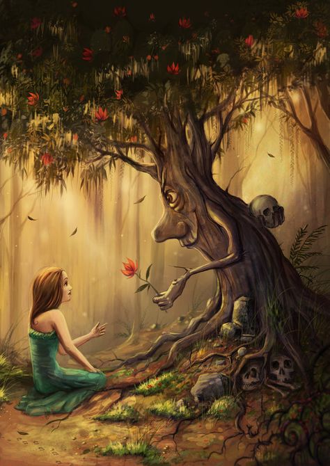 Never Trust a Talking Tree by jerry8448 on DeviantArt Fairy Art, Samana, 디즈니 캐릭터, Art Et Illustration, Arte Fantasy, Illustrations And Posters, On The Ground, Whimsical Art, Tree Art