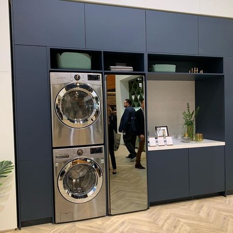 Laundry Gamechanger! Swipe to see this mirrored steaming genius in action. LG Styler for in home garmet steaming. It also reduces bacteria… Lg Styler Steam Closet, Lg Styler, Custom Closet Design, Laundry Room Closet, Laundry Closet, Custom Closet, Smart Wifi, House Remodel, Closet Design