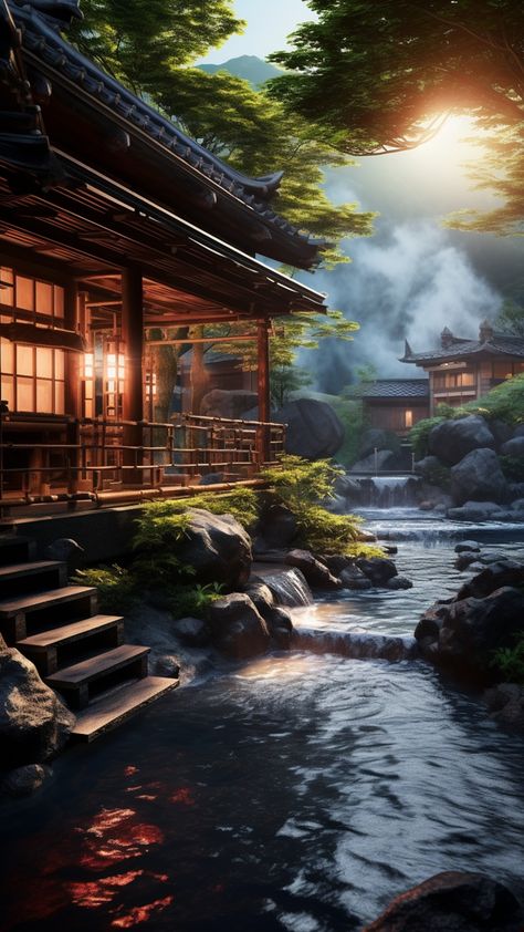 Japanese Onsen Japan Onsen Hot Springs, Onsen Aesthetic, Japan Hot Springs, Office Reference, Brazil Wallpaper, Mystical Landscapes, Japan Honeymoon, Onsen Japan, Japanese Onsen