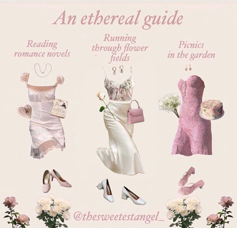 Aphrodite Outfit Style, Angelic Fashion Aesthetic, Romantic Core Aesthetic Outfit, Ethereal Feminine Aesthetic, Coquette Academia Outfit, Princess Core Outfit Casual, Soft Feminine Aesthetic Outfits, Ethereal Outfit Aesthetic, Soft Ethereal Aesthetic Outfits