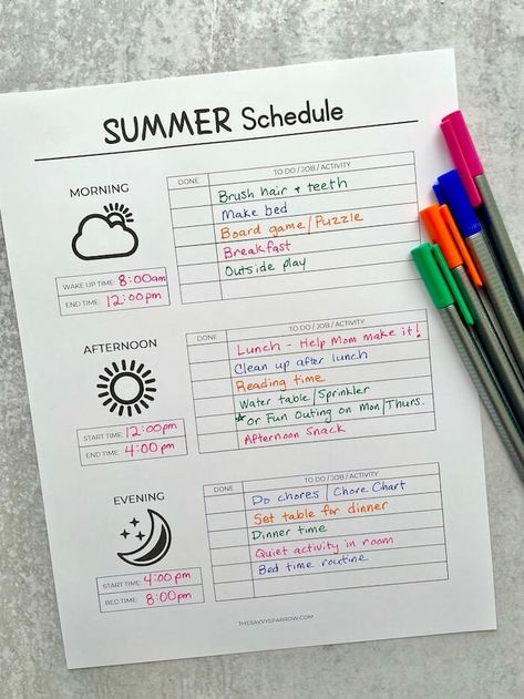 Looking for summer routine ideas for kids? Learn how to create the perfect kids summer schedule, what types of activities to include in your kids daily routines, and get real life examples and sample summer routine ideas - perfect for toddlers and even older kids! Plus, use the free printable summer schedule template to help you create your own routine for your kids summer time! Summer Fun Checklist For Kids, Summer Responsibilities For Kids, Summer Activity List For Kids, List Of Summer Activities For Kids, Summer Chore List For Kids, Summer Cleaning Schedule For Kids, Summer List For Kids Before Electronics, Summer Chores For Kids Free Printable, Summer Babysitting Schedule