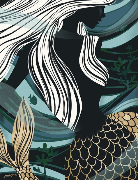 by Pietari Posti Mermaid Poster Art, Siren Starbucks Art, Starbucks Illustration, Mermaid Vector Art, Starbucks Usa, Siren Art, Starbucks Mermaid, Mermaid Graphic Illustration, Barista Life