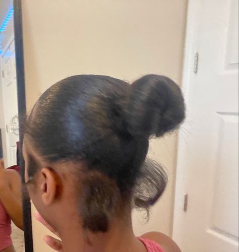 Flat Iron Hair Styles Short 4c, Low Bun 4c Hair, Flat Iron Hair Styles Short, 4c Hair Bun, Short Natural Flat Ironed Hair Styles, Relaxed 4c Hair, Short Flat Ironed Natural Hair Black, Bun 4c Hair, 4c Bun