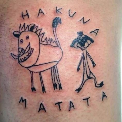 Hakuna Matata Tattoo, Tattoo Memes, Horrible Tattoos, Terrible Tattoos, Ignorant Style Tattoo, No Regrets Tattoo, Optical Illusion Tattoo, Ghibli Tattoo, Tattoos Mandala