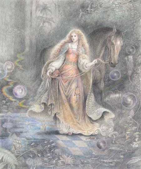 kycraft_rhianc Y Craft, Fairytale Art, Book Illustrations, Fantasy Artist, Color Pencil Drawing, Art Textile, Gods And Goddesses, A Horse, Original Drawing