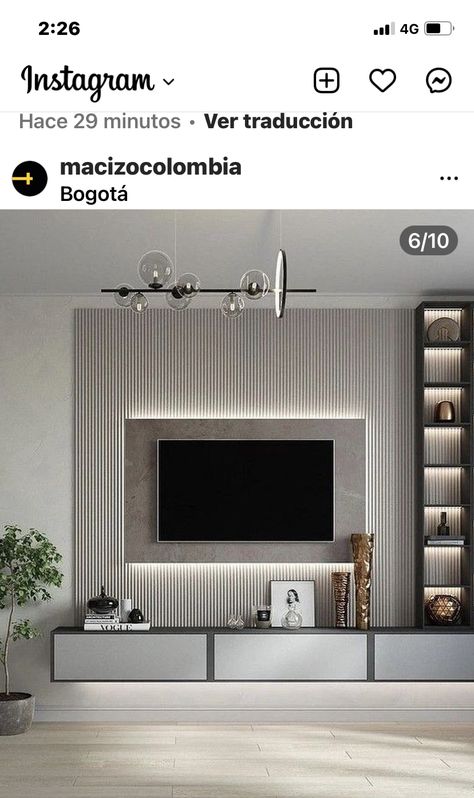 Tv Wall Grey Interior Design, Concrete Media Wall, Grey Tv Unit Living Room, Grey Tv Wall, Floating Tv Stand Living Room, Small Tv Room Design, Small Tv Unit Design Modern, Grey Tv Unit, Tv Cabinet Design Modern