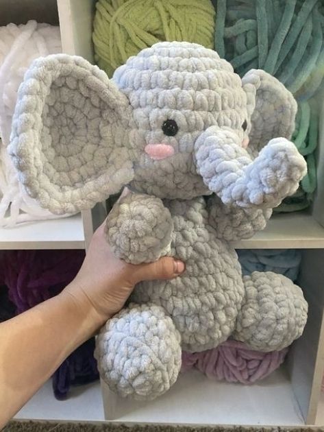 Crochet Chunky Elephant: Enjoy making this Crochet interactive pattern by Kayla Crochet Co. only on Ribblr with unique tools - available on web & app! Get this pattern now and start crafting! #crochetdesign #knittingdesign #crochetideas Elephant Crochet Pattern, Crochet Elephant Pattern, Easy Crochet Animals, Crochet Cow, Crochet Animals Free Patterns, Crochet Elephant, Kawaii Crochet, Crochet Animal, Elephant Pattern