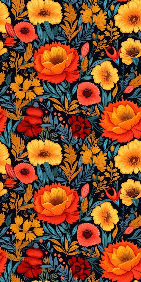 Frida Kahlo Background, Yellow Flowers Tattoo, Mexican Art Wallpaper, Frida Kahlo Wallpaper, Frida Wallpaper, Mexican Floral Pattern, Van Mural, Latinx Art, Frida Kahlo Fabric