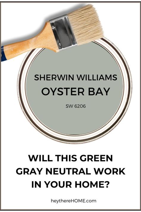 Sherwin Williams Oyster Bay - A Neutral Green Gray Paint Color Oyster Gray Sherwin Williams, Sw Green Paint Colors Bedroom, Green Neutral Paint Colors, Calming Neutral Paint Colors, Popular Green Sherwin Williams, Oyster Bay Vs Evergreen Fog, Evergreen Fog Sherwin Williams Laundry Room, Sherwin Williams Stardew Bathroom, Best Green Paint Colors Sherwin Williams