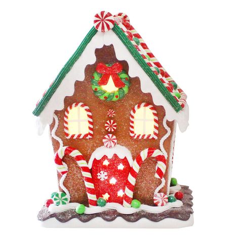 LED Claydough Gingerbread House, 10" Holiday Time Christmas Village, Village Gingerbread House, Ginger Bread Christmas, Gingerbread House Inspo, Christmas Village Tree, Bread Christmas, Christmas Gift Themes, Village Tree, Clay Christmas Decorations