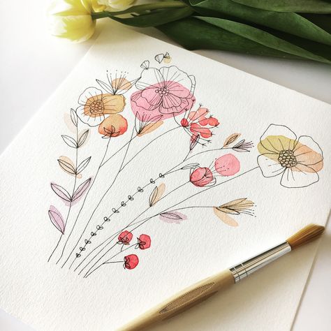 Line Art Flowers, Learn Watercolor Painting, Watercolor Blog, Learn Watercolor, Drawing Flowers, Watercolor Flower Art, Watercolor Art Lessons, Botanical Watercolor, Watercolor Illustrations