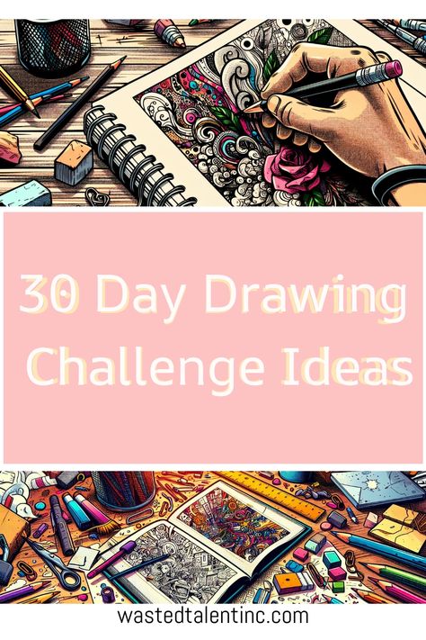 Skill up with with our 30-day drawing challenge ideas, perfect for artists of all levels. Celebrate your progress, connect with a community, and share your art to inspire others. Dive into a world of creativity and improvement. 365 Day Drawing Challenge, Sketchbook Challenge Ideas, Digital Art Challenges For Beginners, 30 Day Art Improvement Challenge, 30 Day Drawing Challenge Sketchbooks, 365 Drawing Prompts, Draw What You See Challenge, Drawing Prompts Sketchbook Assignments, Art Challenge Ideas