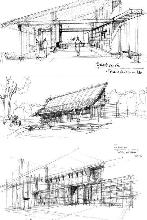 Gallery of Jenson-DeLeeuw NZE House / Paul Lukez Architecture - 23 Architectural Illustration Sketches, Perspective Sketches Architecture, Sketching Architecture, Line Drawing Architecture, Architectural Sketching, Sketch Building, Architecture Sketching, Architectural Sketches, Sketch Architecture