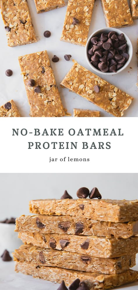 Oatmeal Protein Bars, Sugar Free Protein Bars, Protein Bar Recipe Healthy, Easy Protein Bars, Protein Breakfast Bars, Protein Bar Recipe, Bars Recipes Healthy, No Bake Protein Bars, Protein Granola Bars