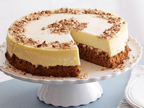 Carrot Cheesecake recipe from Food Network Kitchen via Food Network Carrot Cake Cheesecake Recipe, Carrot Cheesecake, Carrot Cake Cheesecake, Cake Cheesecake, Cheesecake Mini, Torte Cupcake, Gateaux Cake, Creamy Cheesecake, Perfect Sense