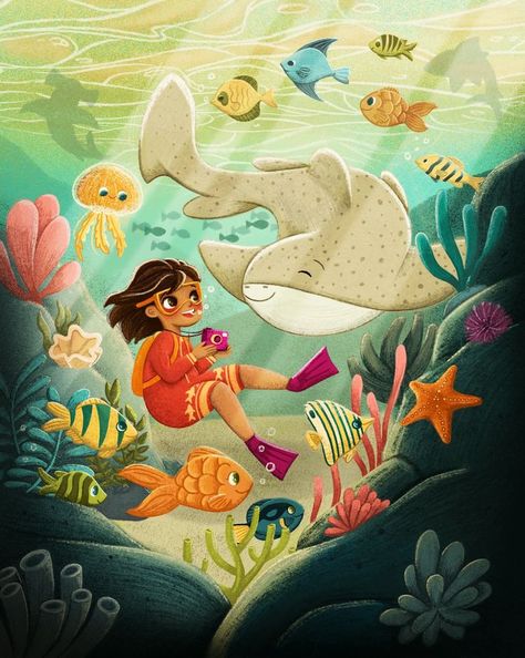 Underwater Friends | Children's Illustrators | Children's Books Activity Illustration, Illustrator Portfolio, Sea Activities, Underwater Animals, Cute Cat Drawing, Children's Illustration, Picture Books Illustration, Kids Study, Artist Portfolio