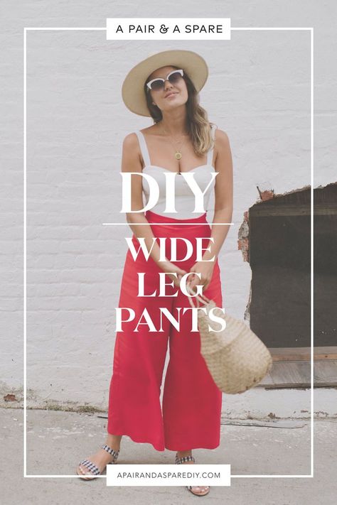 DIY Wide Leg Pants Diy Wide Leg Pants, Diy Smock, Diy Pants, Sewing Pants, Pants Sewing, Sewing Dress, Diy Vetement, Pants Sewing Pattern, Mode Casual