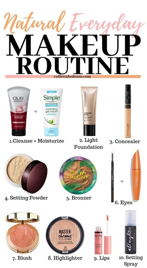 Easy makeup routine Make Up Diy, Natural Everyday Makeup, Makeup Order, Daily Makeup Routine, Everyday Makeup Tutorials, Makeup Tip, Everyday Makeup Routine, Makeup Help, Smink Inspiration