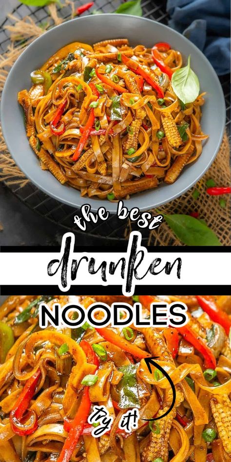 Linguini Rice Noodle Recipes, Spicy Stir Fry Noodles, Pork Rice Noodles, Pasta Stir Fry Veggies, Pork Fried Noodles Stir Fry, Rice Stick Noodles Recipes Stir Fry, Linguine Rice Noodle Recipes, Thai Rice Noodles Recipe, Thai Ribbon Stir Fry Noodles