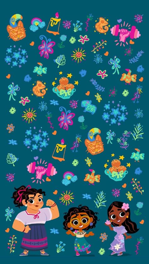 Wallpaper Encanto Disney, Encanto Wallpaper Iphone, Encanto Illustration, Encanto Background, Encanto Pattern, Pixar Background, Encanto Nails, Encanto Wallpaper, Disney Style Drawing