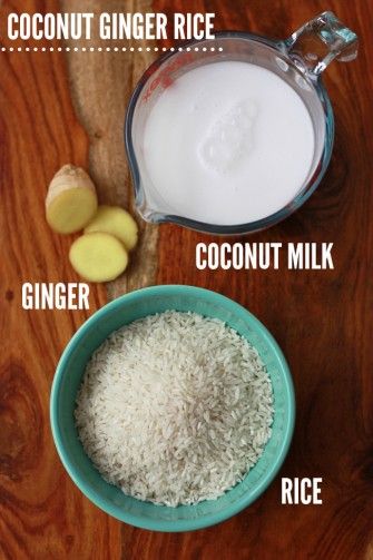 Coconut Ginger Rice // One Lovely Life Coconut Ginger Rice, Island Rice, Twist Aesthetic, Ginger Rice Recipe, Ginger Rice, Rice Side Dish Recipes, Coconut Bowls, Coconut Ginger, Rice Side Dishes