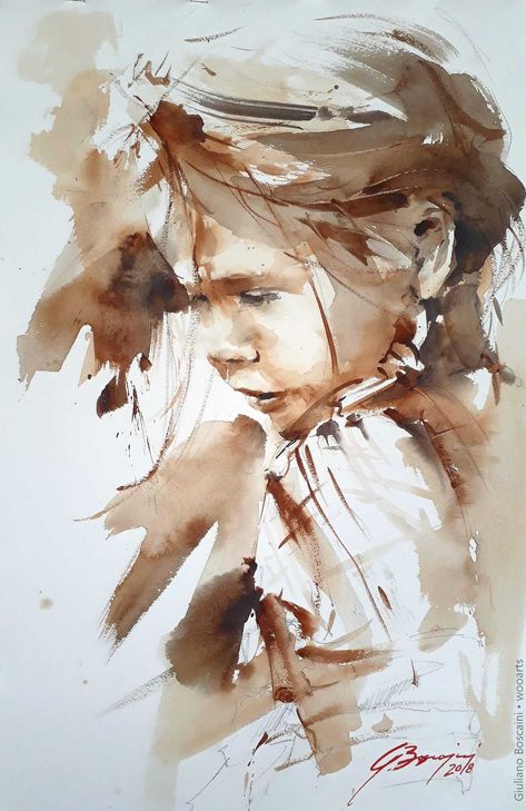 Watercolor Face, Watercolor Portrait Painting, Hur Man Målar, Portrait Paintings, Painting People, Abstract Portrait, Kids Portraits, Watercolor Portraits, Watercolor Techniques