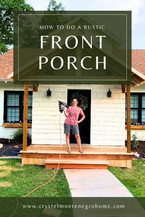 Transform your home's exterior with Part 2 of our DIY front porch series, focused on enhancing curb appeal and aesthetic charm! Discover creative ways to elevate your porch with stylish decor, welcoming accents, and strategic design elements. From adding plants to updating lighting fixtures, learn how to create a stunning entrance that sets the tone for your entire home. Click to explore our tips for boosting curb appeal and making your front porch a standout feature! Adding A Front Porch To A Hip Roof, Front Awning Ideas Entrance, Adding Front Porch To Ranch Style House, Diy Small Front Porch, Front Porch Addition On Ranch House, Front Porch Without Roof, Diy Front Porch Ideas, Easy Curb Appeal Ideas, Front Porch Remodel