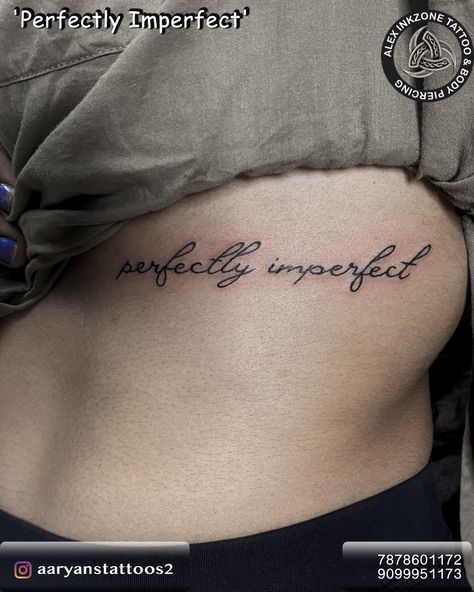 "This 'Perfectly Imperfect' tattoo is a beautiful reminder to embrace our imperfections and celebrate our authentic selves. It symbolizes self-acceptance, self-love, and the journey of growth. We are all unique, with our own flaws and strengths, and that's what makes us perfectly imperfect. #Tattoo #TattooArt #TattooDesign #Inked #BodyArt #TattooLife #TattooArtist #PerfectlyImperfect #ImperfectTattoo #SelfLoveTattoo #SelfAcceptance #FlawsAndAll #AuthenticityTattoo #InspirationTattoo #Motiva... Perfectly Imperfect Tattoo, Imperfect Tattoo, Empowerment Tattoo, We Are All Unique, Motivational Tattoos, Self Love Tattoo, Journey Of Growth, Flaws And All, Self Acceptance