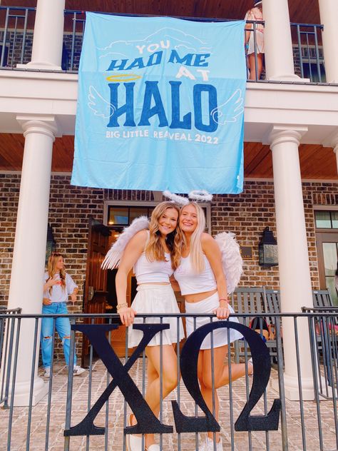 chi o gsu big little reveal angel theme Angel Bid Day Theme, Angel Theme, Bid Day Themes, Big Little Reveal, Charlies Angels, Match Made In Heaven, Angels In Heaven, Bid Day, Match Making