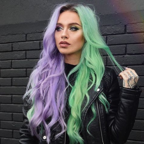 Vegan + Cruelty-Free Color on Instagram: “Us waiting for someone to compliment our fresh 'do like... 😏👏🏼 But on the real, @kristina_micic⁠ is rocking the most magical split style…” Fox Hair Color, Half And Half Hair, Split Dye, Split Dyed Hair, Arctic Fox Hair Color, Fox Hair, Scene Girl, Chloë Grace Moretz, Hair Streaks