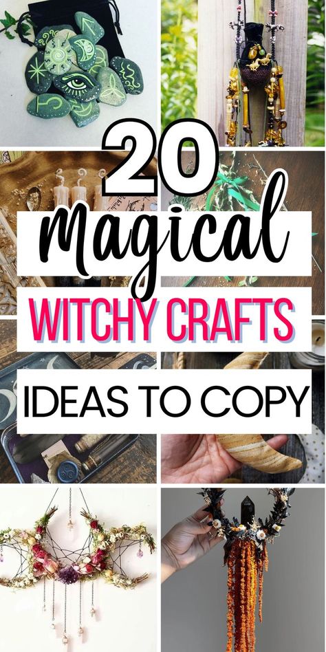 Unleash your creativity with these magical witchy crafts! 🕯️✨ From spell-inspired DIY projects and pagan crafts to Samhain decorations and Wicca altar ideas, there’s something for every aesthetic. Create enchanting wreaths, wood-based decor, and Halloween magic for your room or sacred space. Click now for easy and fun witch crafts DIY ideas to bring your vision to life! Easy Pagan Crafts, Diy Mystical Gifts, Cheap Witchy Decor, Witchy Room Aesthetic Diy, Diy Chime Candle Holder, Diy Wiccan Crafts Homemade, Diy Gifts For Witchy Friends, Wicca Diy Crafts, Witchy Thrift Store Finds