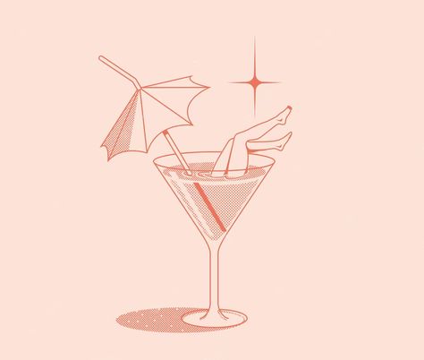 Girly Logo, Umbrella Illustration, Cocktails Vector, Cocktail Illustration, Cocktail Umbrellas, Pink Martini, Cocktail Art, Summer Cocktail, 2020 Design