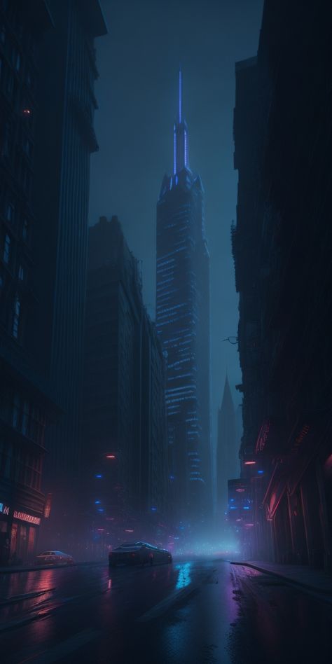 A cyberpunk city is a futuristic urban landscape that is often depicted in science fiction. It is characterized by towering skyscrapers, neon lights, and a dark, dystopian atmosphere. The architecture is often a mix of modern and retro styles, with a focus on sleek, angular shapes. Overall, a cyberpunk city is a fascinating and imaginative vision of the future. Dystopian Futuristic City, Cyberpunk Dark Wallpaper, Cyberpunk Dark Aesthetic, Dystopian Cyberpunk City, Dark Cyberpunk Wallpaper, Dystopian Aesthetic City, Dark Dystopian Aesthetic, Futuristic Dystopian Aesthetic, Cyberpunk Phone Wallpaper