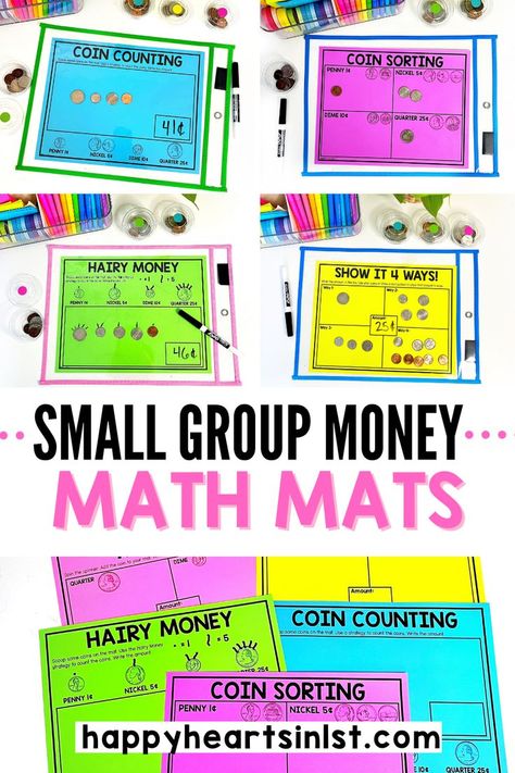 Teaching money to first graders  - tips ideas for teaching counting coins to $1 in 1st and 2nd grade Coins Anchor Chart 2nd Grade, Teaching Coins 2nd Grade, 2nd Grade Money Activities, Coin Recognition Activities, Money Second Grade, 3rd Grade Money Activities, Teaching Money 2nd Grade, Money Anchor Chart 2nd Grade, Teaching Money Activities