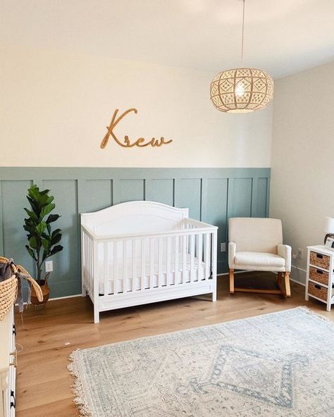 White Crib Boy Nursery, Boy Room Accent Wall, Boho Baby Boy, Crib To Toddler Bed, Nursery Accent Wall, White Crib, Room Accent Wall, Farmhouse Nursery, Arched Headboard