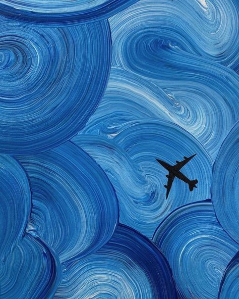 Painting Ideas On Canvas Monochromatic, Monochromatic Art Ideas, Crazy Paintings, Blue Paintings, Monochromatic Painting, Easy Abstract Art, Swirl Art, Blue Drawings, Art Painting Tools