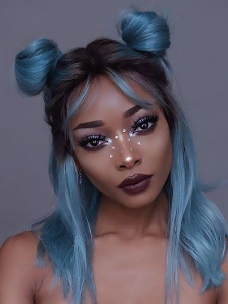 15 Cool Space Buns Hairstyles to Rock in 2021 - The Trend Spotter Colourful Hair, Blue Hair Makeup Ideas, Pastel Dyed Hair, Halloween Hair Color, Haircut Selfie, Photo Hijab, Best Hair Dye, Fesyen Rambut, Cute Hairstyle