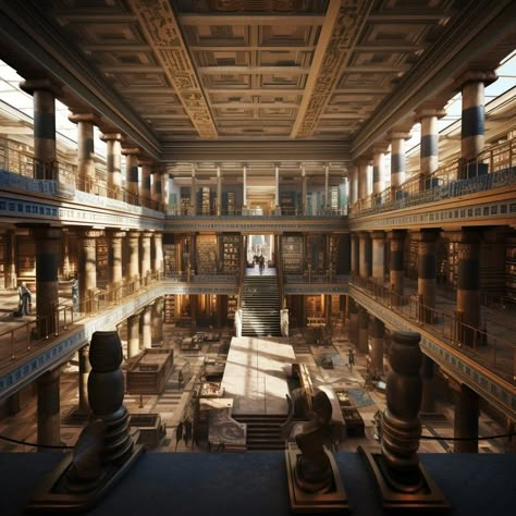 Alexandria Egypt Library, The Great Library Of Alexandria, Great Library Of Alexandria, Ancient Library Of Alexandria, Library Of Alexandria Aesthetic, Greek Library, Ancient Atlantis, Ancient Egyptian Architecture, Ancient Library