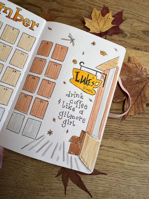 Cute Fall Journal Ideas, October Book Journal Spread, Fall Planner Aesthetic, Fall Bujo Cover, Fall Tbr Bullet Journal, September Reading Journal, Fall Reading Journal Spread, September Book Journal, Nov Bullet Journal