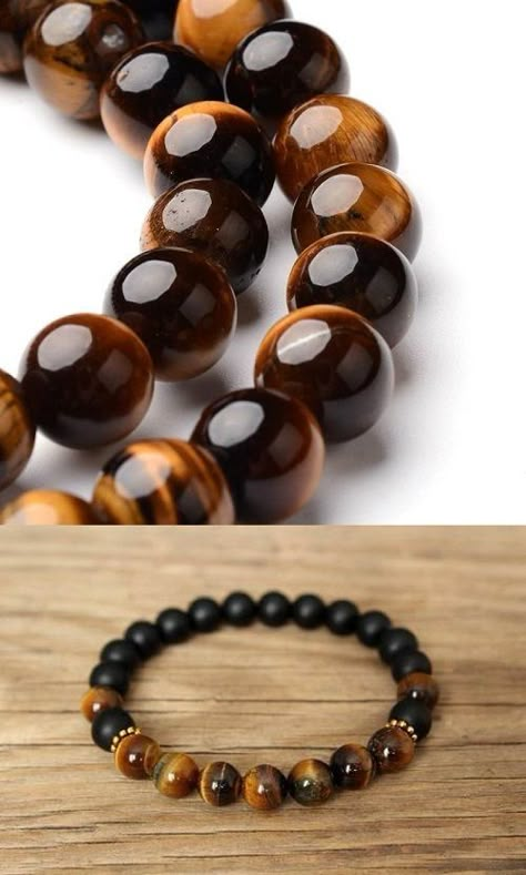 Mens Beaded Bracelets Diy, Bracelets For Men Diy, Handmade Bracelets For Men, Men Stone Bracelet, Mens Bracelet Designs, Stone Bead Jewelry, Healing Gemstone Bracelets, Tiger Eye Gemstone, Diy Bracelet Designs