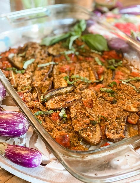 Eggplant Oreganata Mini Eggplant Recipe, Italian Eggplant Recipes, Mini Eggplant, Easy Side Dish, Best Italian Recipes, Easy Sides, Cooked Veggies, Eggplant Recipes, Virgin Olive Oil