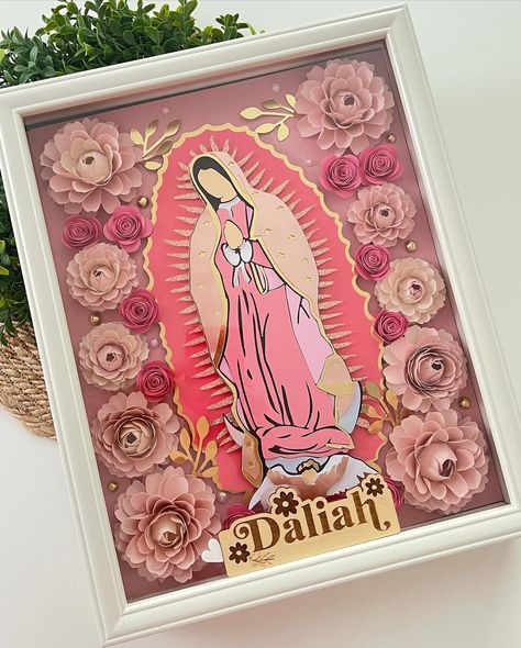 Details ✨ Virgen de Guadalupe Shadow Box 🌸💗 #virgendeguadalupe #virgendeguadalupe🙏 #shadowbox #virgendeguadalupeshadowbox #momgifts #momgifts #mothersday #momofgod Virgen De Guadalupe Shadow Box Ideas, Shadow Box Ideas, Shadow Box Gifts, Altar Ideas, Cricut Hacks, Flower Shadow, Flower Shadow Box, Graduation Cap Decoration, Cap Decorations