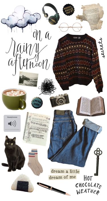 sweater weather #3, but its raining outside Outfit | ShopLook Rain Fall Outfit, Rain Weather Outfits, Grandpa Sweater Outfit, Emo Rockstar, Sweater Weather Outfits, Cozy Core, Psych Major, Aesthetic Outfits Vintage, Hogwarts Outfits