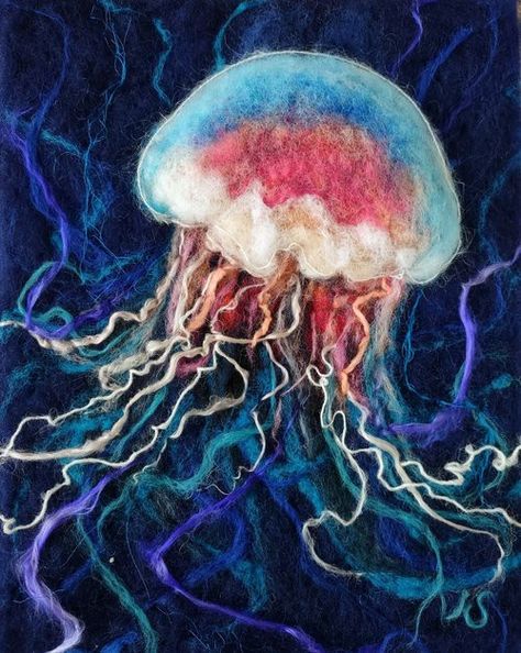 Needle Felted Jellyfish, Framing Prints, Tropical Island Photography, Print Cards, Felted Art, Wet Felting Projects, Wool Needle Felting, Needle Felting Projects, Felt Birds