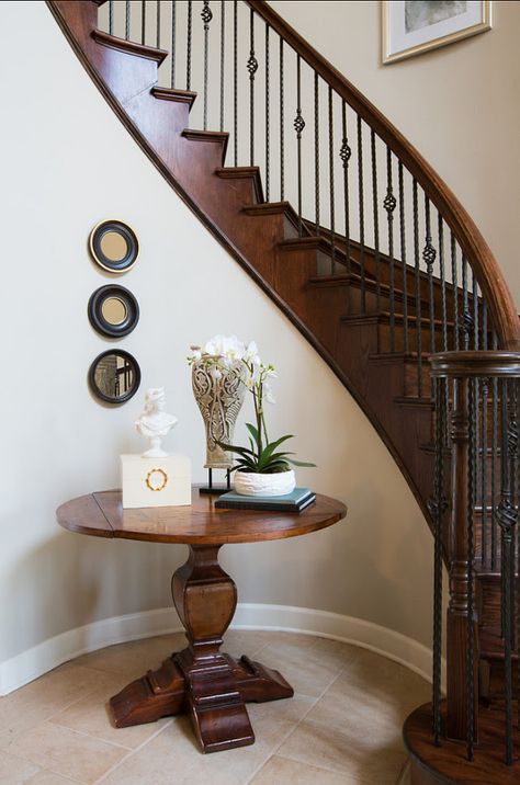 Benjamin Moore Paint Color. Benjamin Moore Grant Beige HC-83. #BenjaminMoore #GrantBeige HC-83 Bm Grant Beige, Grant Beige Benjamin Moore, Dark Stairs, Staircase Spindles, Beige Wall Colors, Grant Beige, Condo Renovation, Interior Wall Colors, Home Bunch