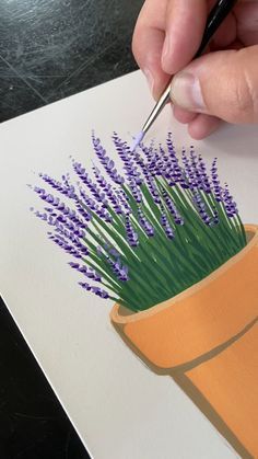 Pintura A Guache, Painting Lavender, Art Mini Toile, Lavender Paint, Kitty Painting, Painting Ideas On Canvas Easy, Seni Dan Kraf, Canvas Painting Tutorials, Cute Canvas Paintings