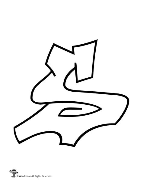 Graffiti Capital Letter S | Woo! Jr. Kids Activities S In Graffiti, S Design Letter, Graffiti Letter S, Letter S Design, Bubble Letters Alphabet, Graffiti Alphabet Styles, Graffiti Lettering Alphabet, Graffiti Art Letters, Graffiti Wildstyle